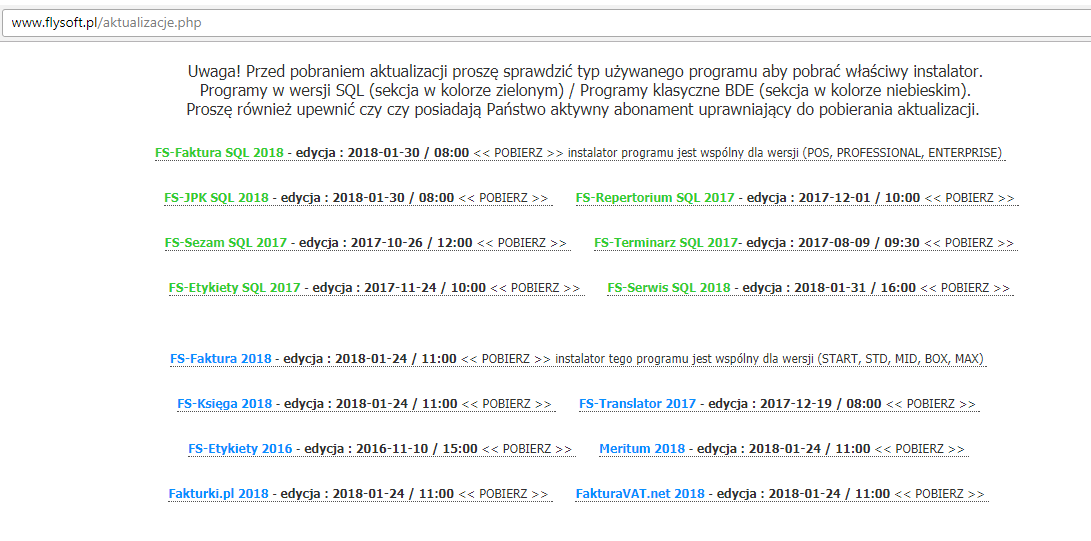 Aktualizacja programu