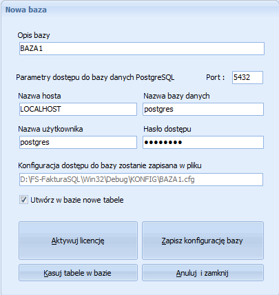 nowa baza pgsql