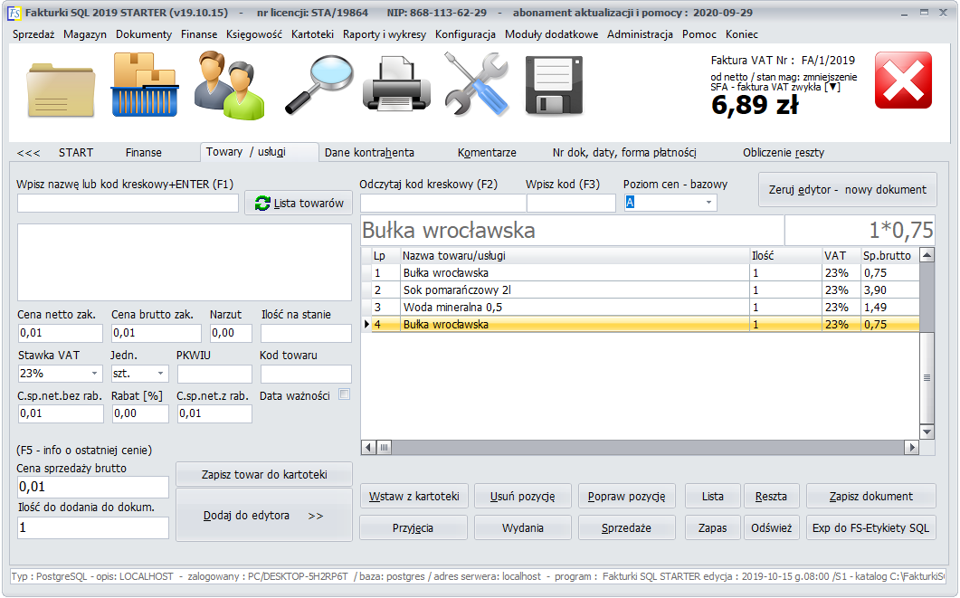 Fakturki SQL