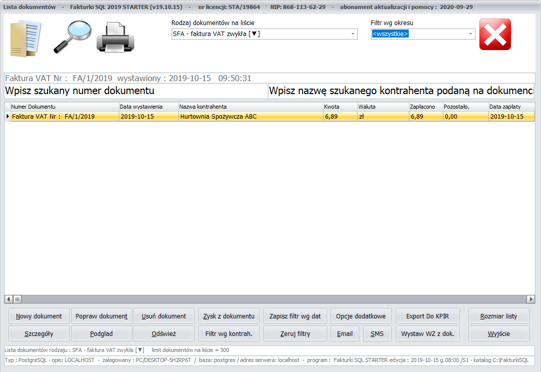 Fakturki SQL