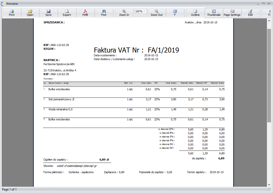 Fakturki SQL